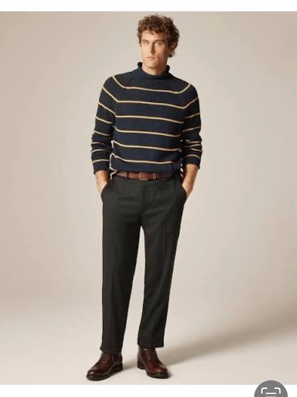 J. CREW 1988 RollneckT™ sweater in Navy Yellow Stripe Size XS NWT $118 CP609